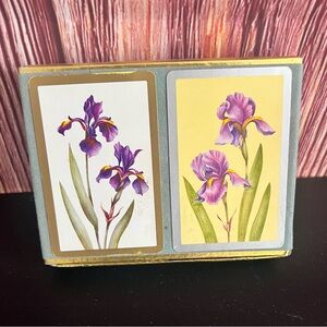 Vintage double deck iris print playing cards